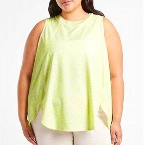 PLUS Athleta NEW Neon Yellow Green Zephyr‎ Animal Print Tank Blouse Size 2X